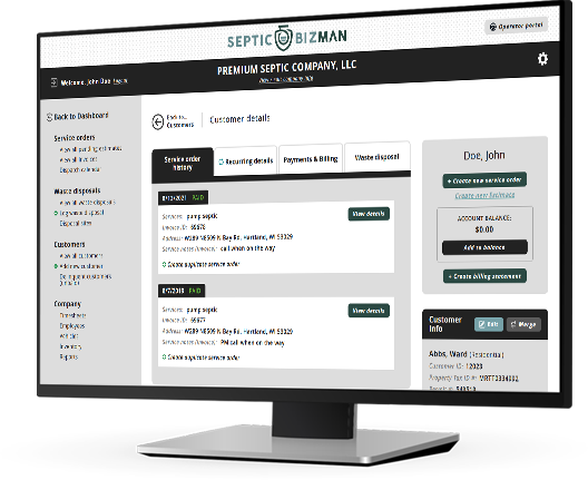 invoicing software for septic tank cleaning business